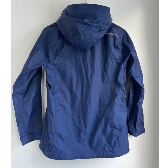Vineyard Vines Stow & Go Raincoat Blue Pink Hood XS - Picture 7 of 12